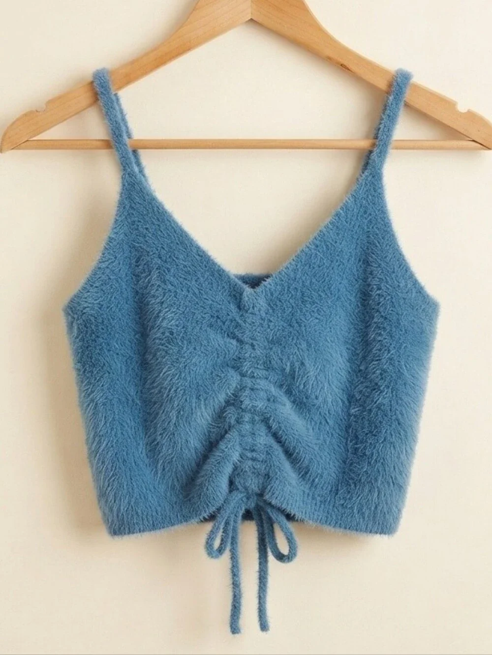 Blush Boutique Fuzzy Cardigan Tank Set Small Blue Matching Crop Top Soft